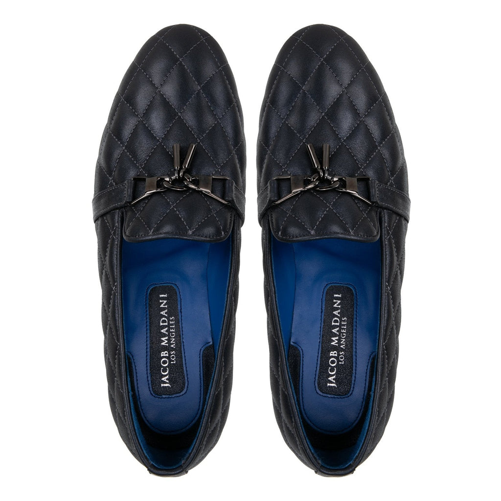 Diamond Stitched Tassel Loafers