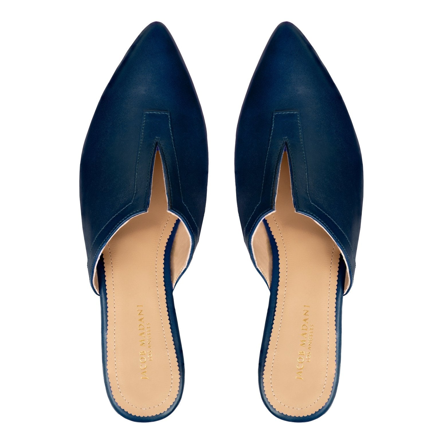 Pointy-toe Flat Mule in Calfskin with Slit