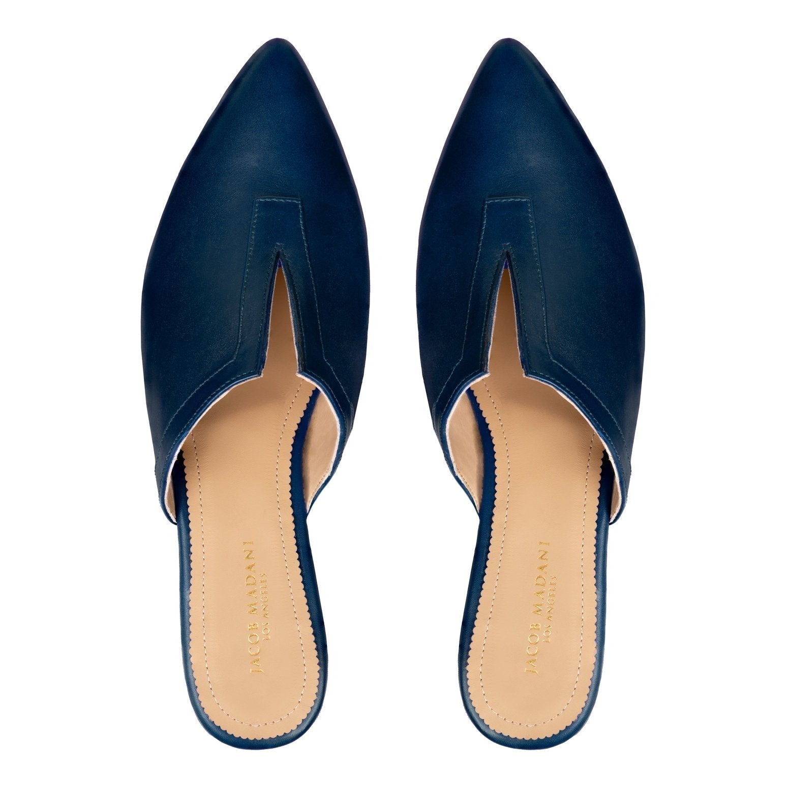 Pointy-toe Flat Mule in Calfskin with Slit