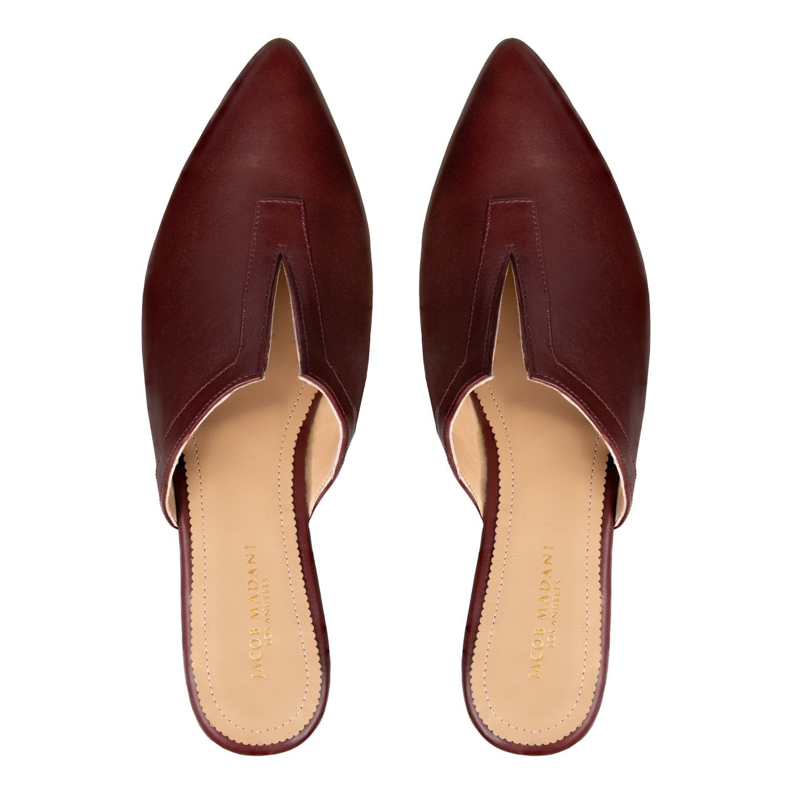 Pointy-toe Flat Mule in Calfskin with Slit