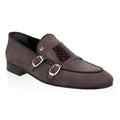 Nubuck/Alligator Double-monk Loafers