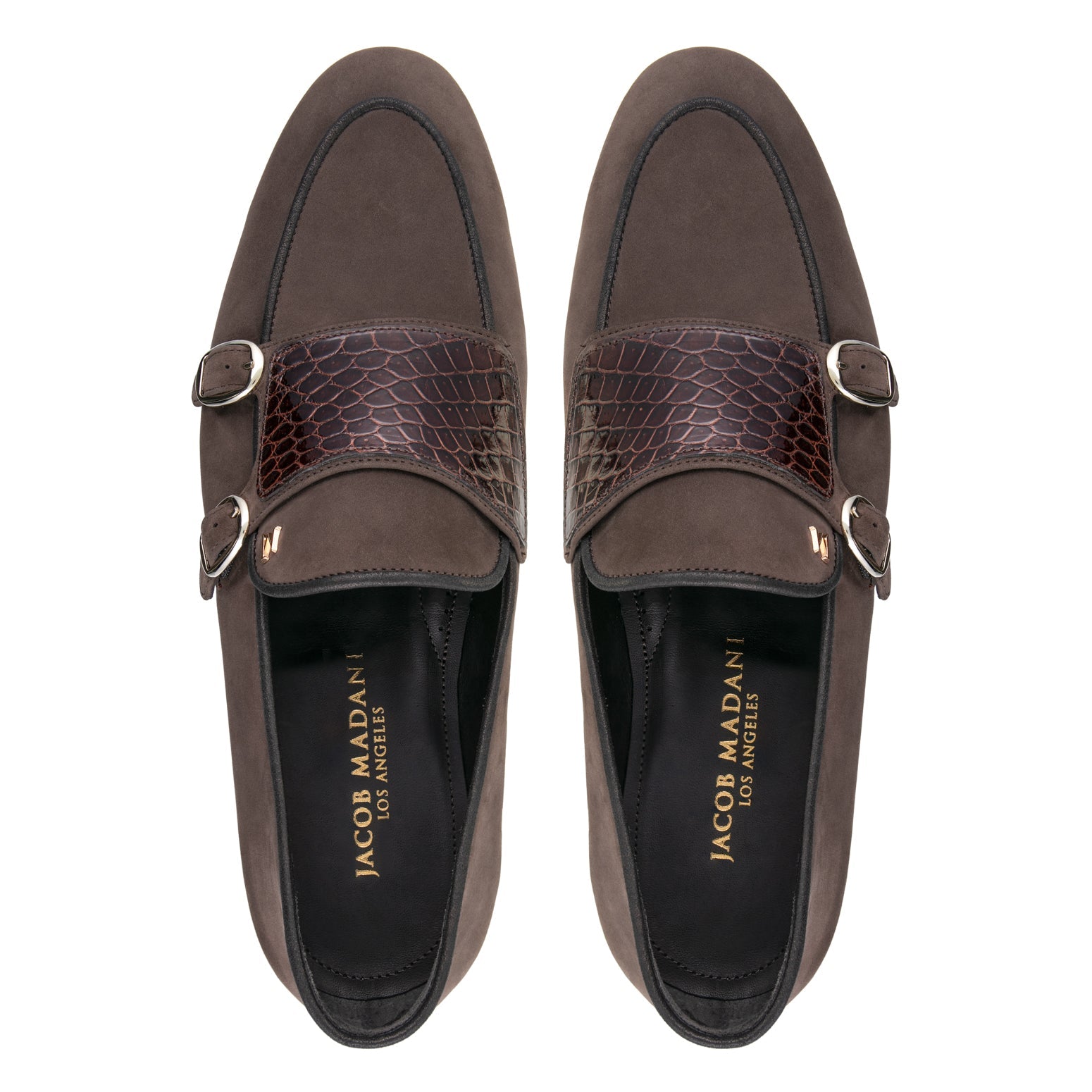 Nubuck/Alligator Double-monk Loafers